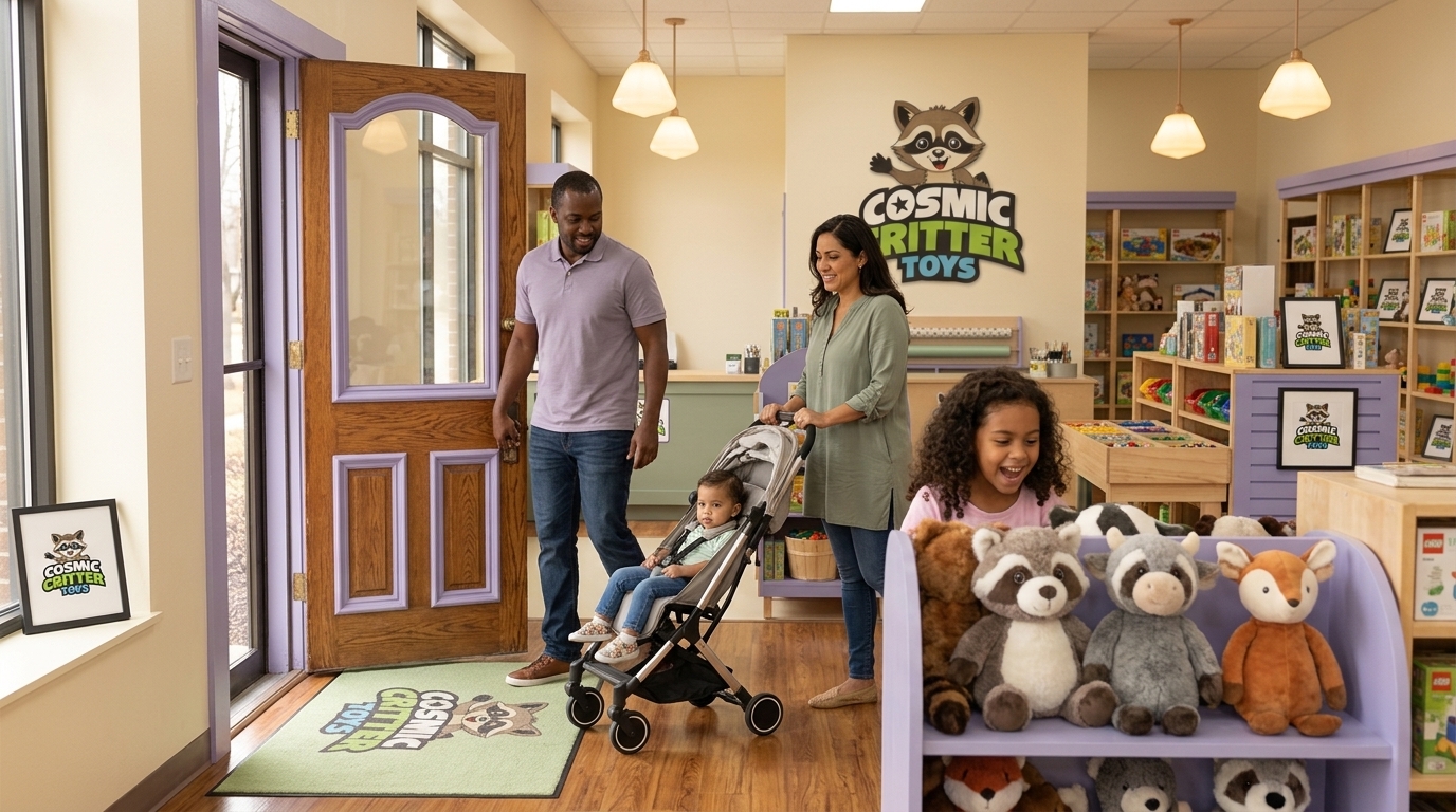 Families welcomed into a cute independent toy shop
